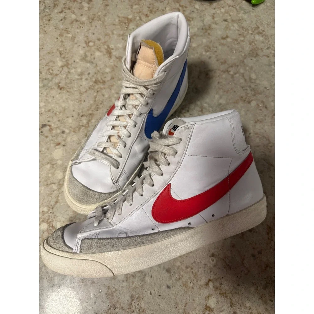 Nike Blazer Mid 77 Vintage White Red Blue BQ6806-117 Mens 8 Sneakers